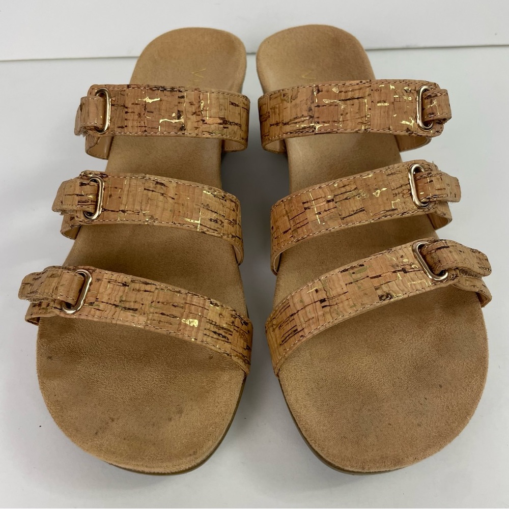 Vionic Park Dwyn Triple Strap Wedge Sandals in Gold Cork Size‎ 8 Wide Open-Toe - Picture 7 of 16